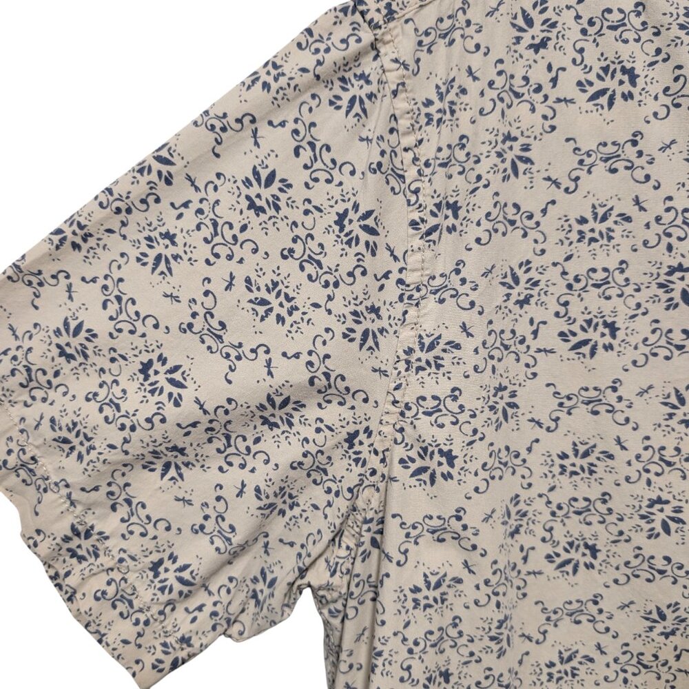 Christian Audigier Mens Size L White Blue Abstract Floral S/S Button Up Shirt - Picture 5 of 11
